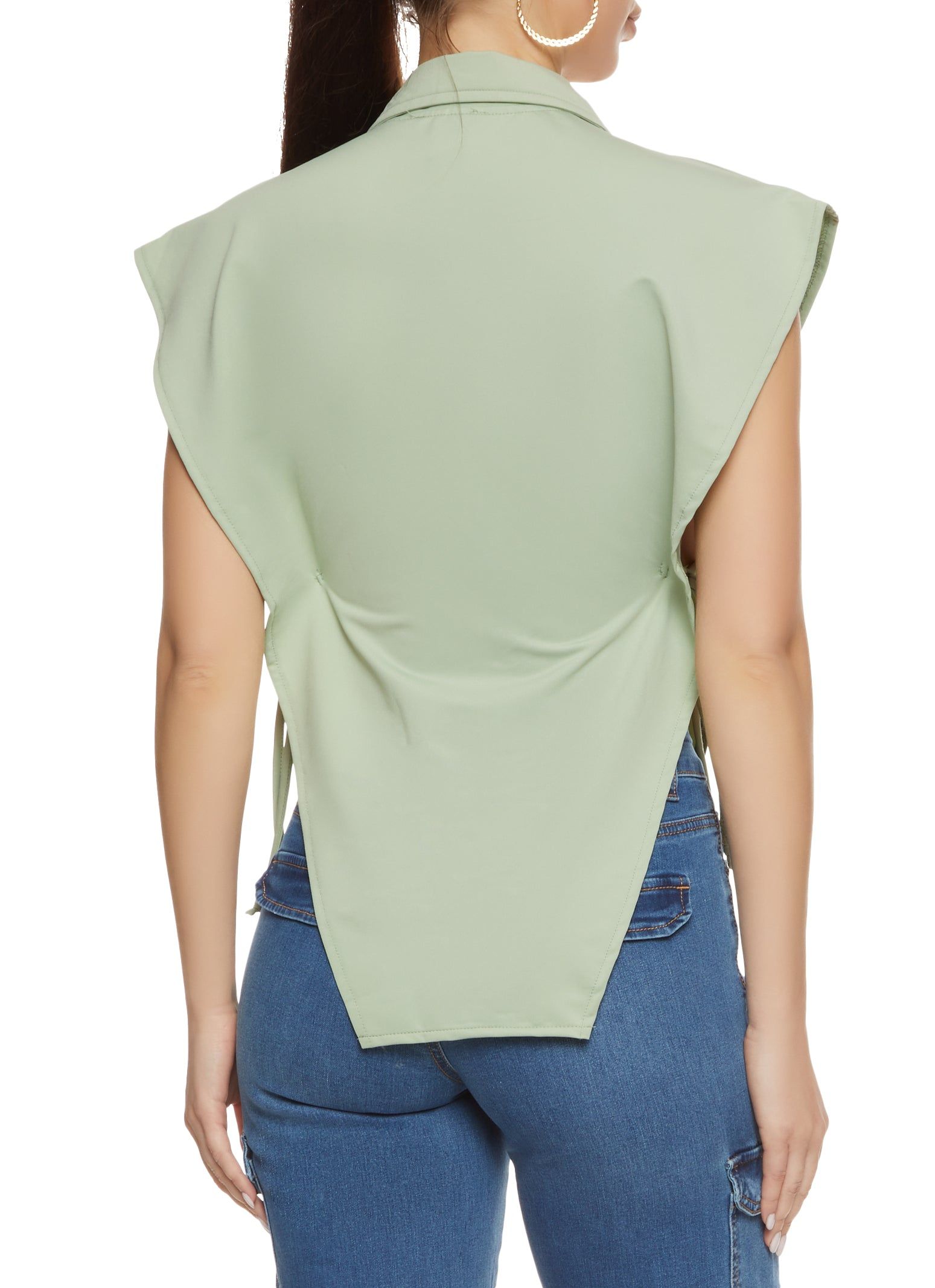 Open Tie Side Half Button Front Top sold by Rainbow product image thumbnail 2
