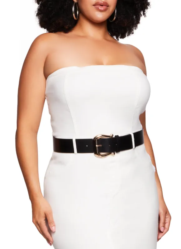 Plus Size Metallic Horse Shoe Buckle Belt sold by Rainbow