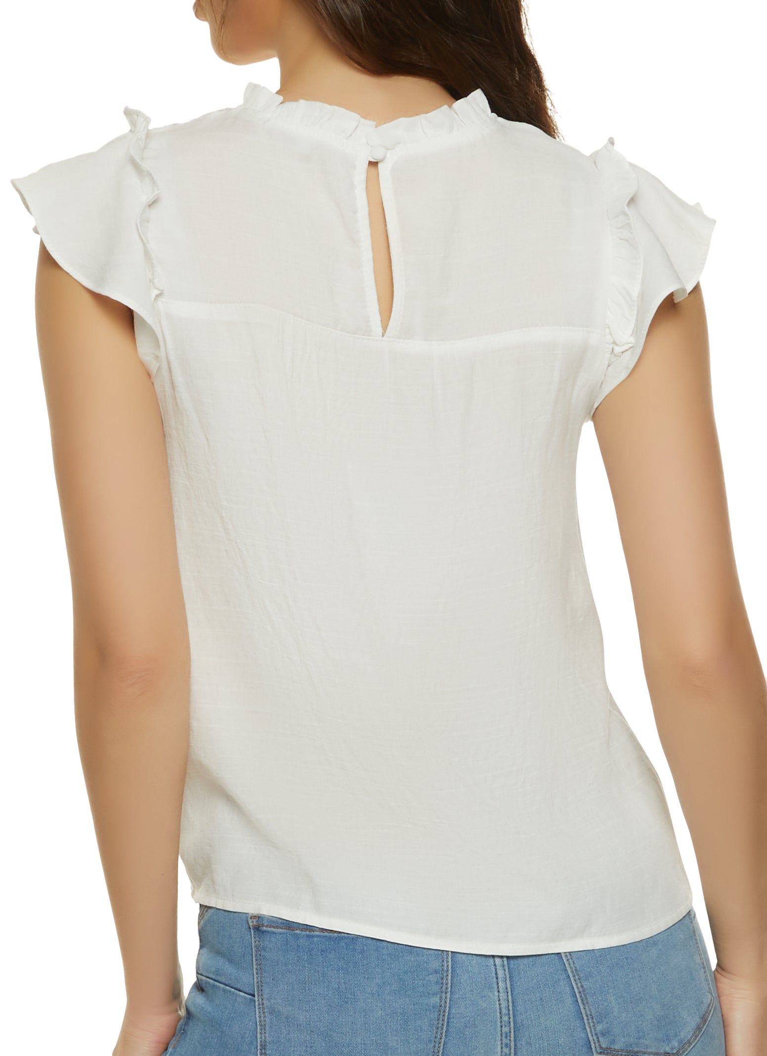 Crochet Detail Ruffle Trim Blouse sold by Rainbow product image thumbnail 2