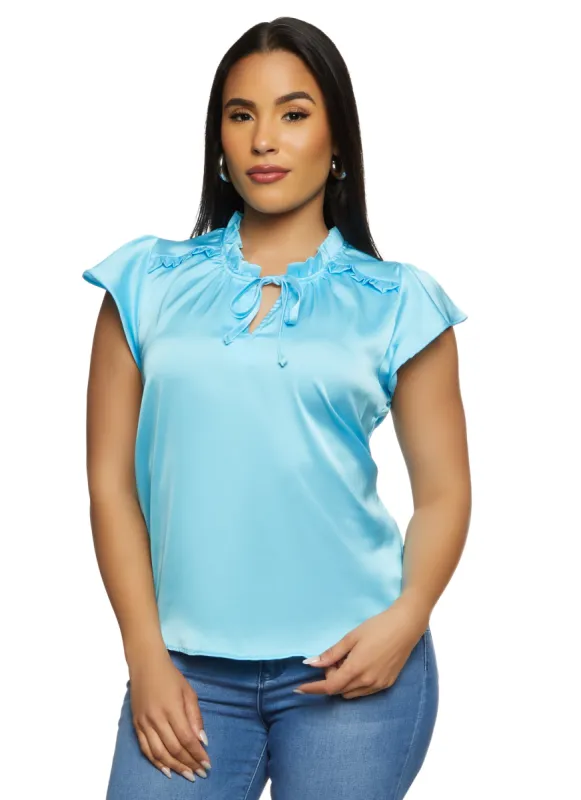 Iris Satin Pleated Detail Tie Neck Blouse sold by Rainbow