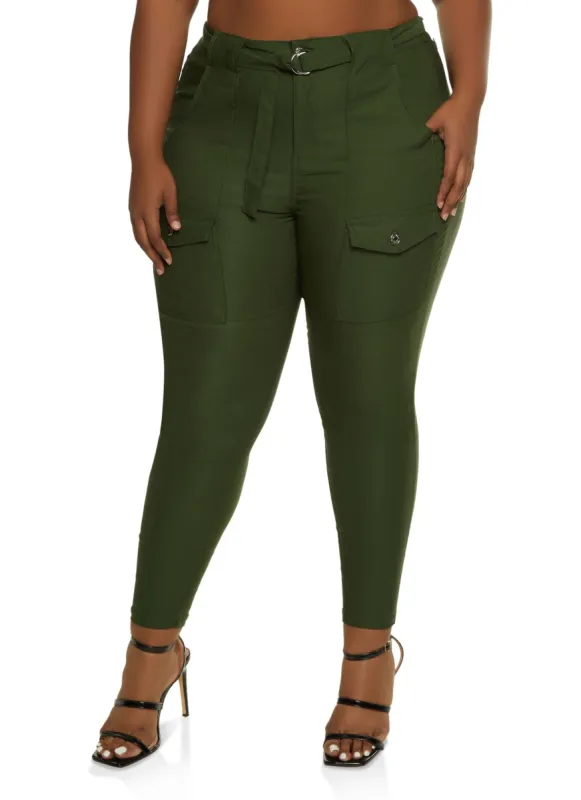 Plus Size Hyperstretch Belted Front Cargo Pocket Pants sold by Rainbow