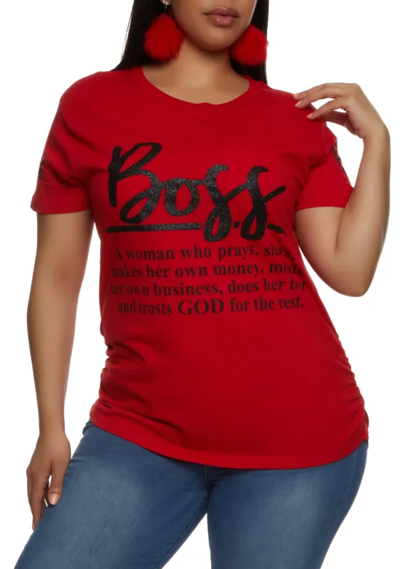 Plus Size Boss Short Sleeve Graphic Tee sold by Rainbow
