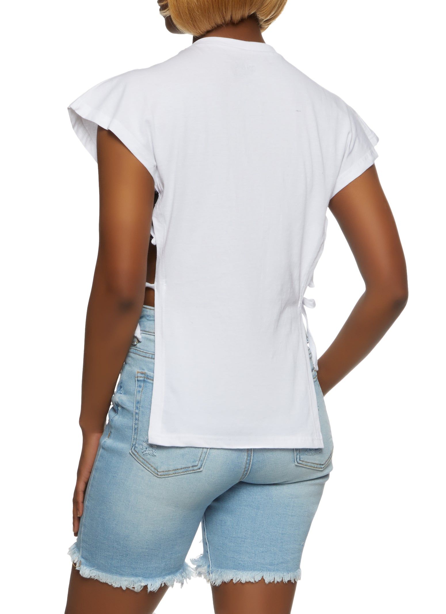 Open Tie Side Sequin Lips Graphic Top sold by Rainbow product image thumbnail 2