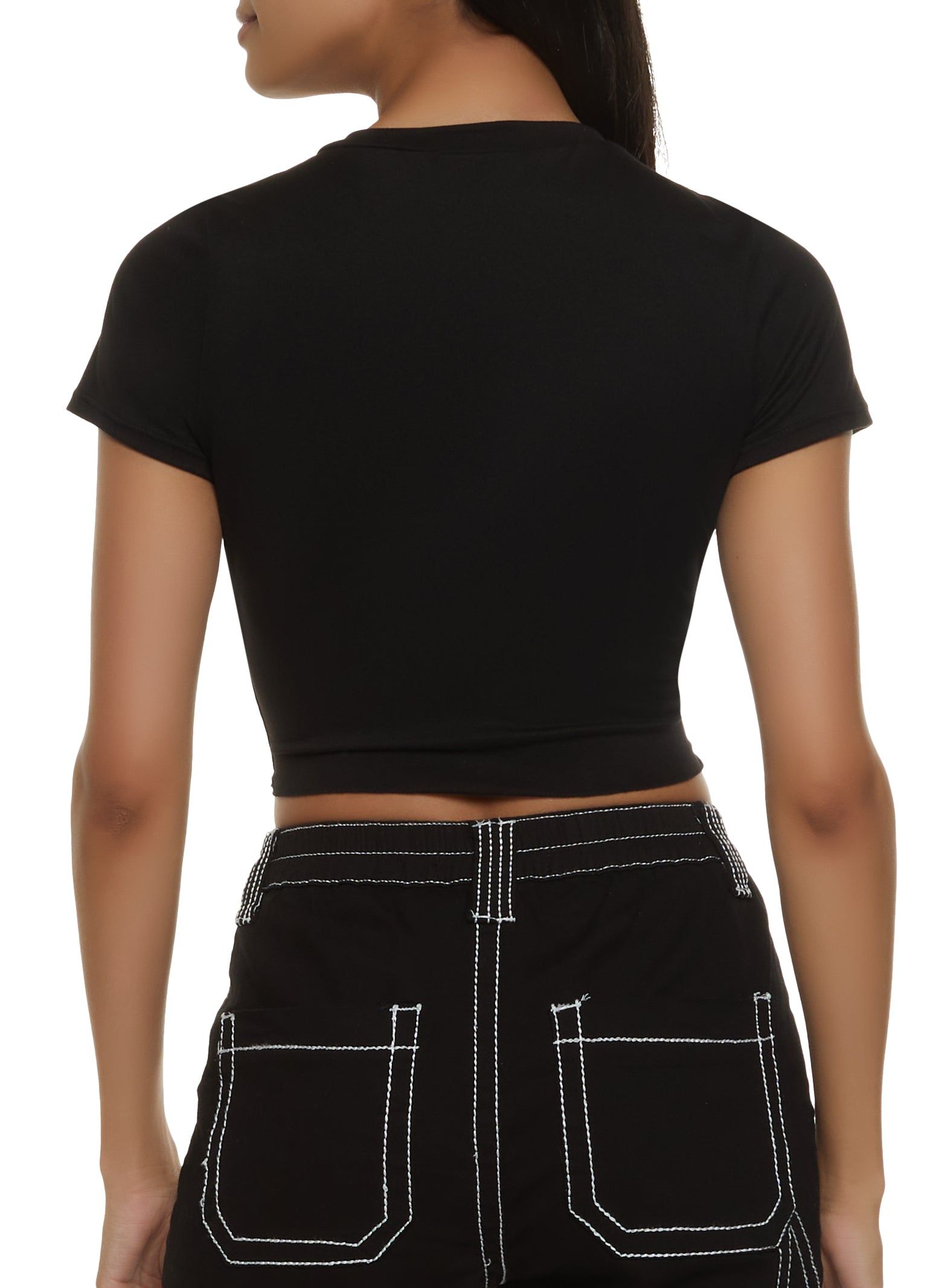 Varsity Notch Neck Tie Front Crop Top sold by Rainbow product image thumbnail 2
