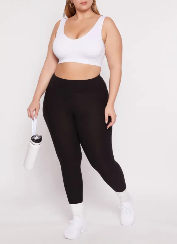 Plus Size High Waisted Basic Leggings sold by Rainbow