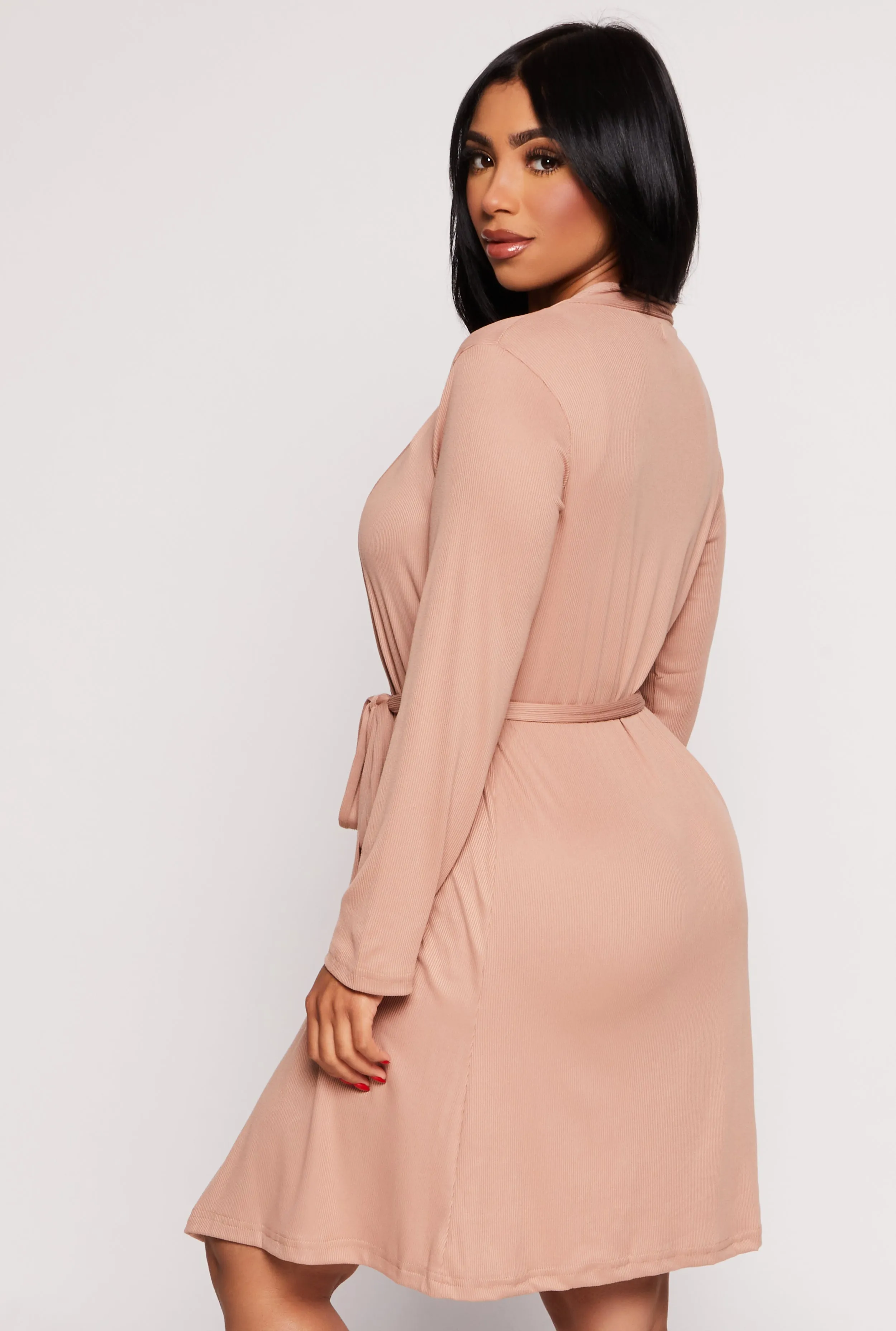 Ribbed Knit Cropped Pajama Tank Top and Shorts with Robe sold by Rainbow product image thumbnail 2