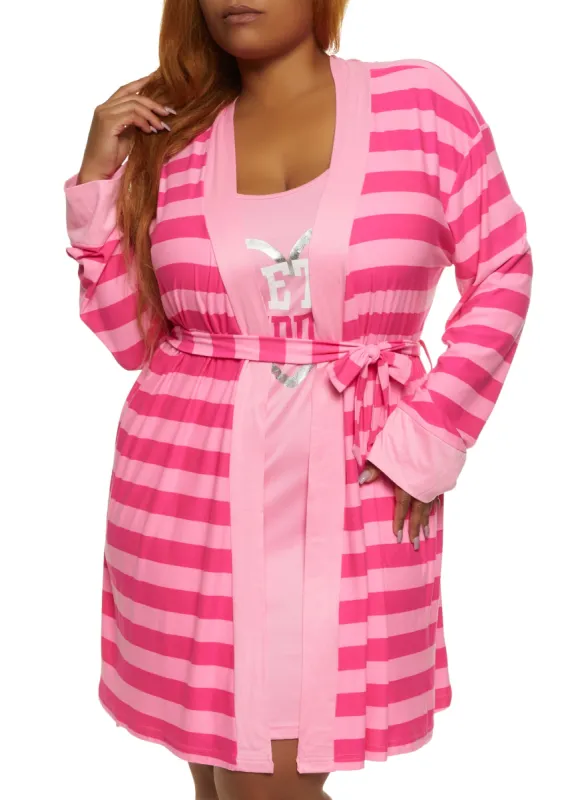 Plus Size Lets Cuddle Graphic Nightgown with Robe sold by Rainbow