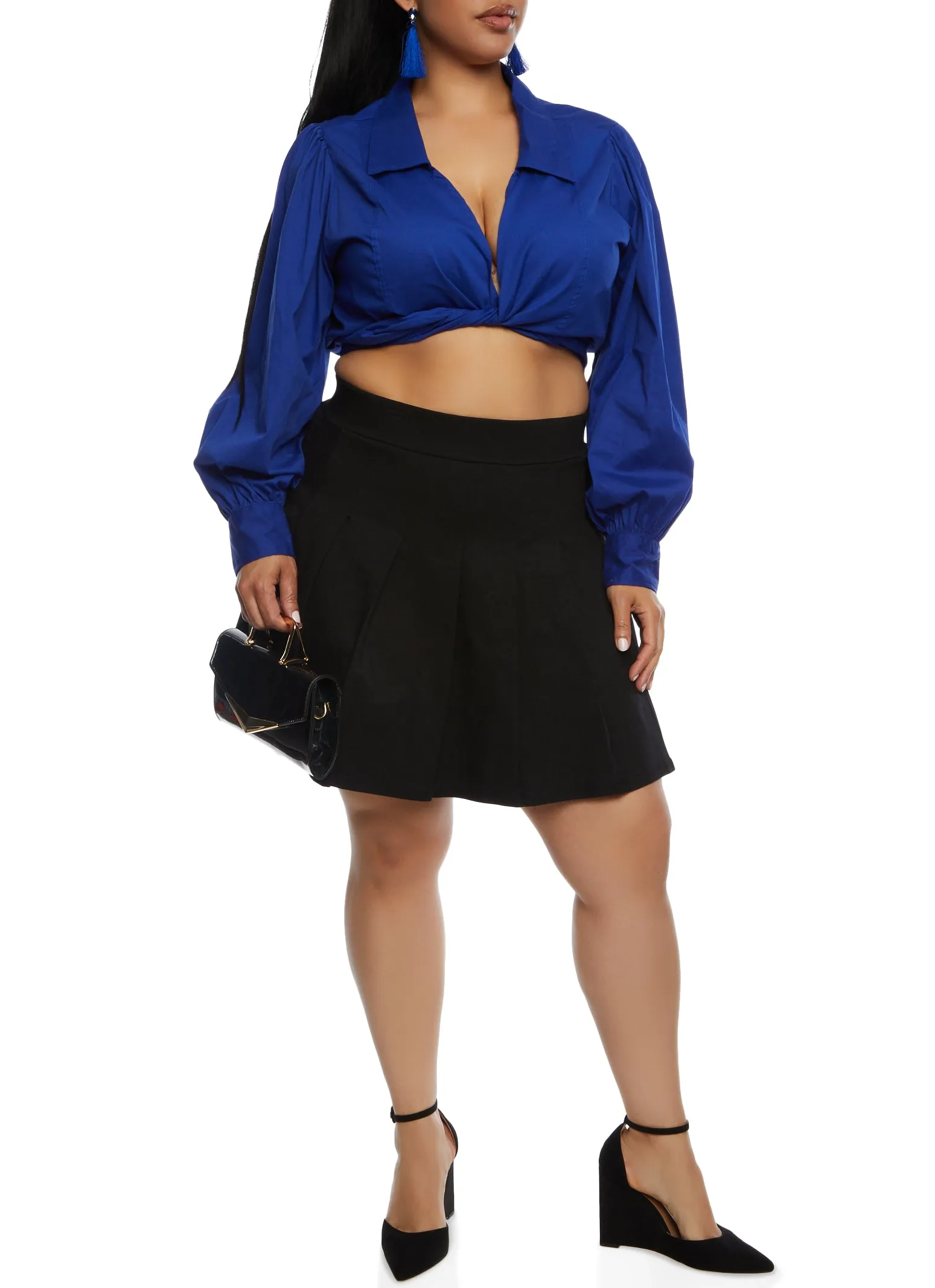 Plus Size Pleated Mini Skirt sold by Rainbow