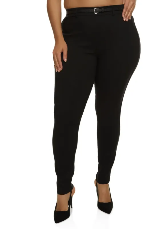 Plus Size Hyperstretch Belted Dress Pants sold by Rainbow