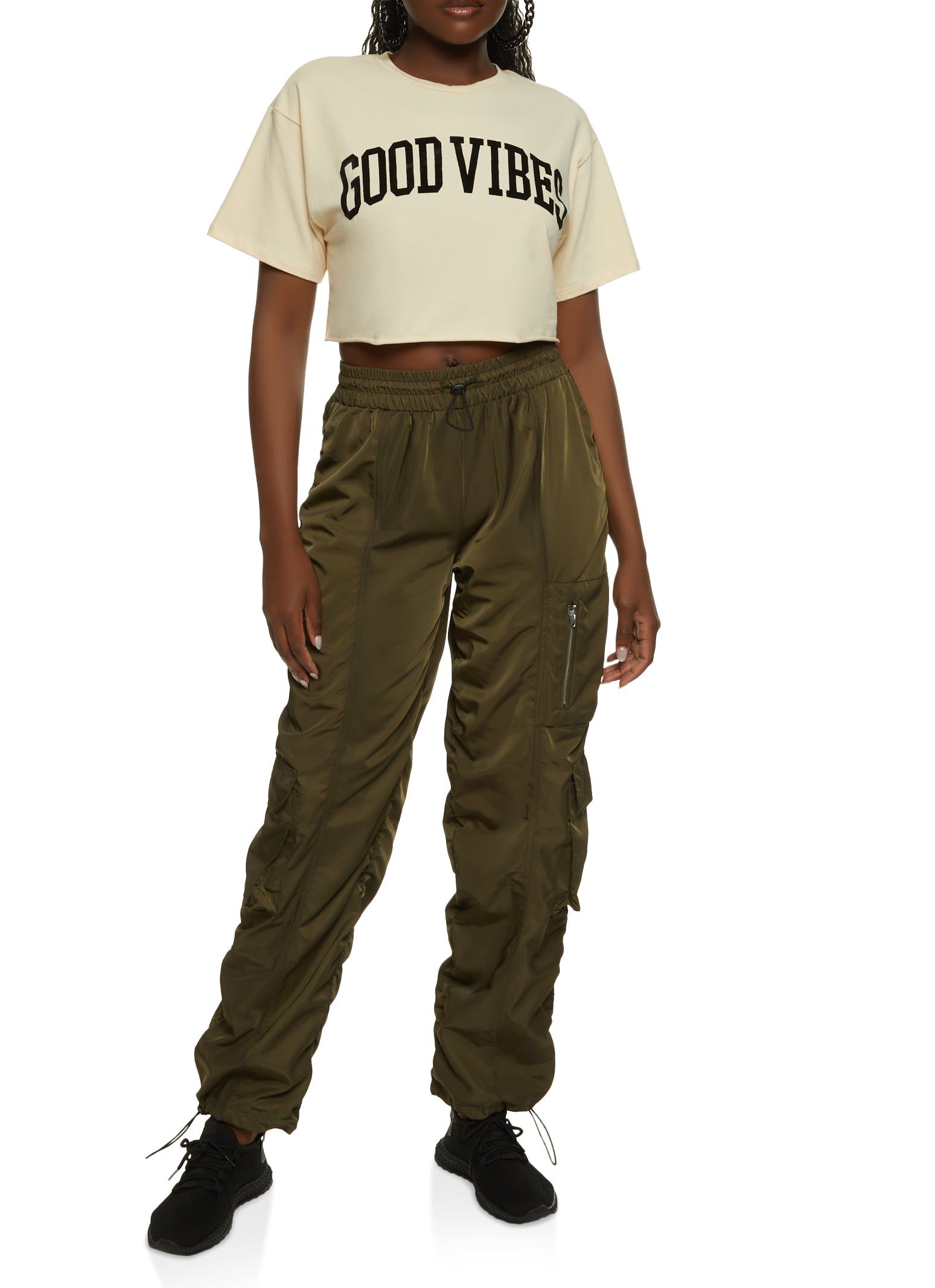 Zip Pocket Detail Parachute Cargo Pants sold by Rainbow product image thumbnail 2