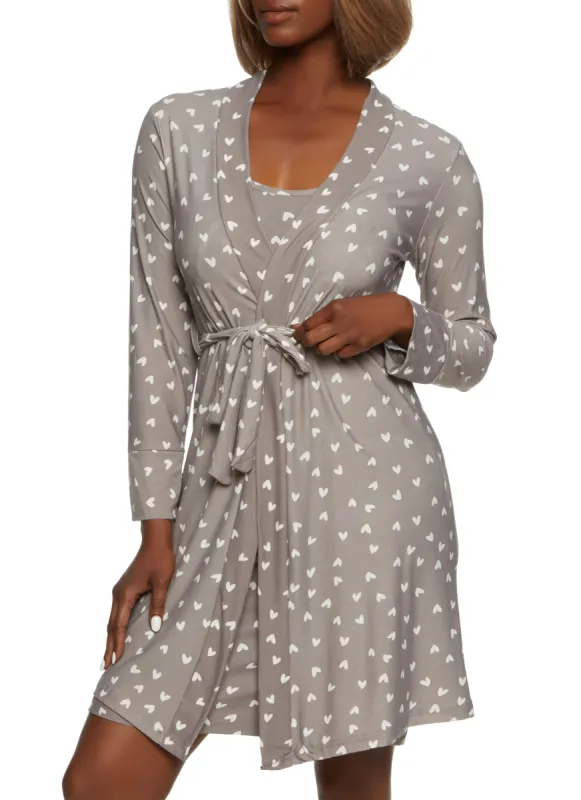 Love Sequin Print Nightgown with Robe sold by Rainbow