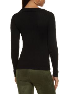 Seamless Cable Knit Long Sleeve Collared Top sold by Rainbow