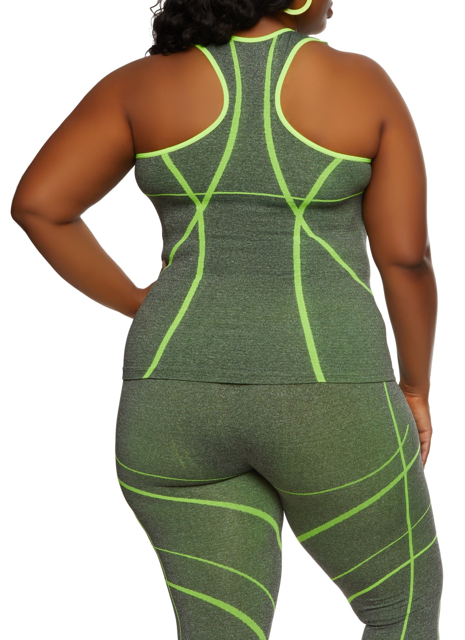 Plus Size Stripe Detail Seamless Racerback Tank Top sold by Rainbow product image thumbnail 3