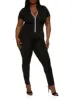 Plus Size Daisy Contrast Half Zip Jumpsuit sold by Rainbow