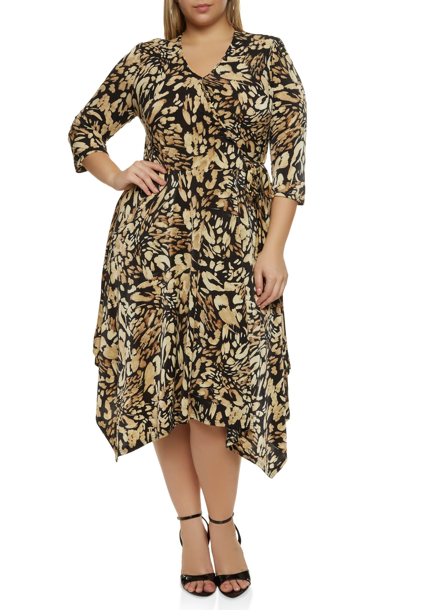 Plus Size Animal Print Tie Waist Wrap Dress sold by Rainbow product image thumbnail 2