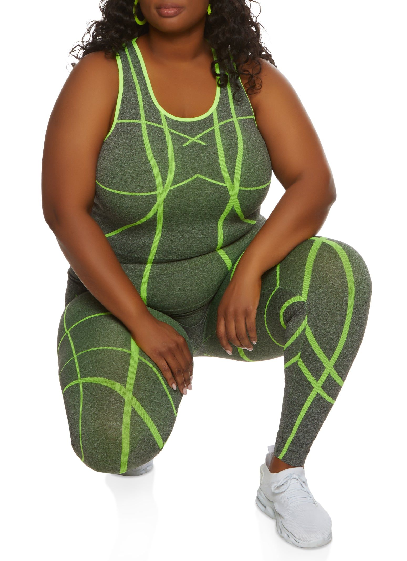 Plus Size Stripe Detail Seamless Racerback Tank Top sold by Rainbow