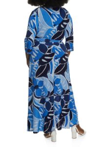 Plus Size Tropical Print Faux Wrap Maxi Dress sold by Rainbow