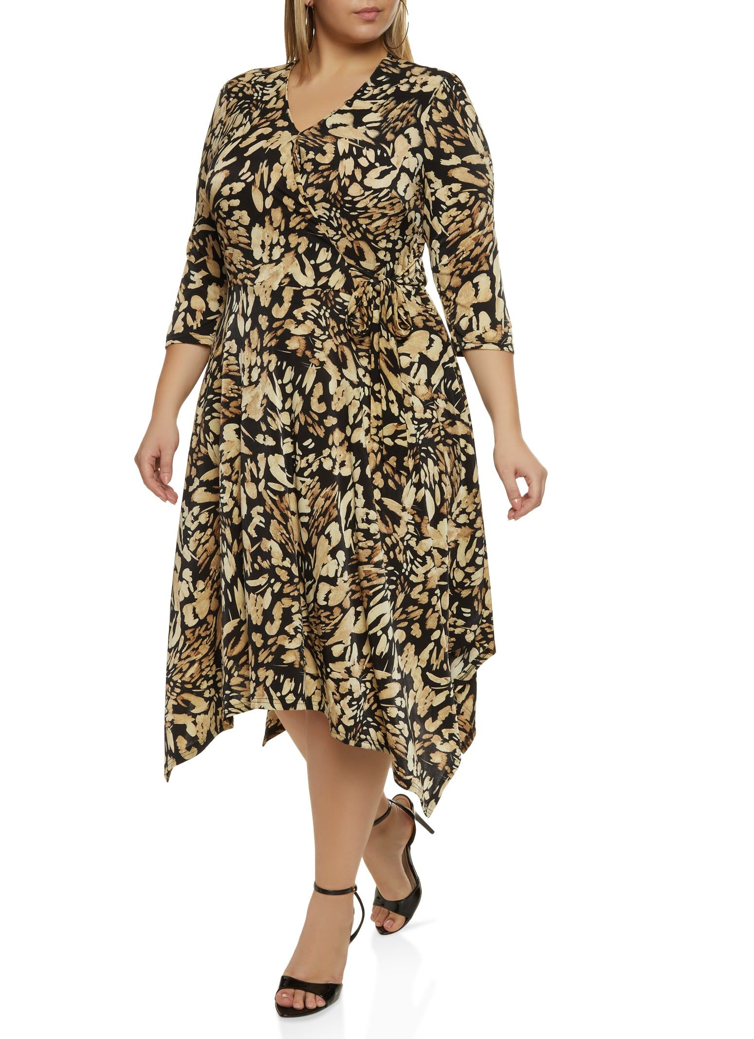 Plus Size Animal Print Tie Waist Wrap Dress sold by Rainbow