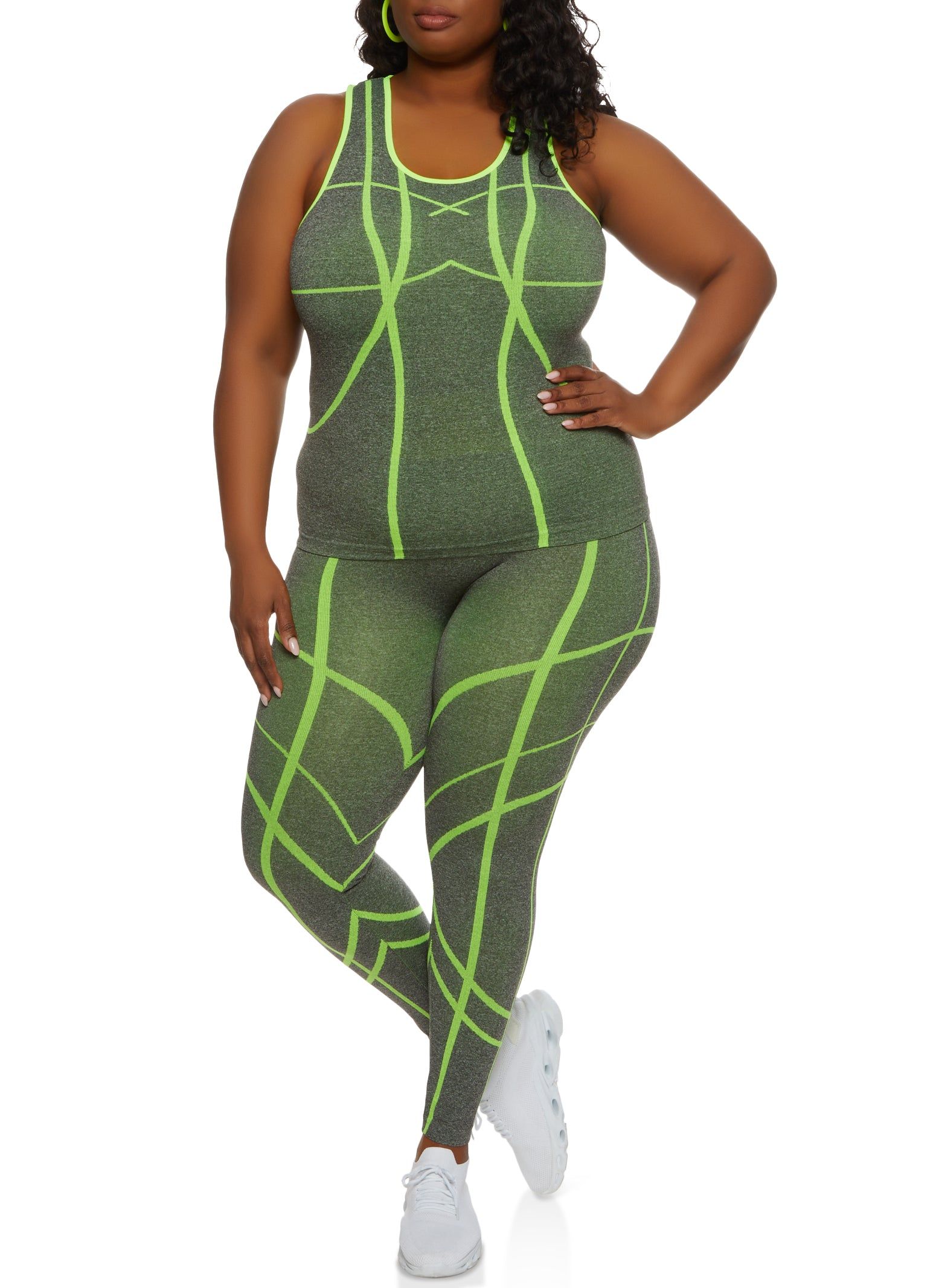 Plus Size Stripe Detail Seamless Racerback Tank Top sold by Rainbow product image thumbnail 2