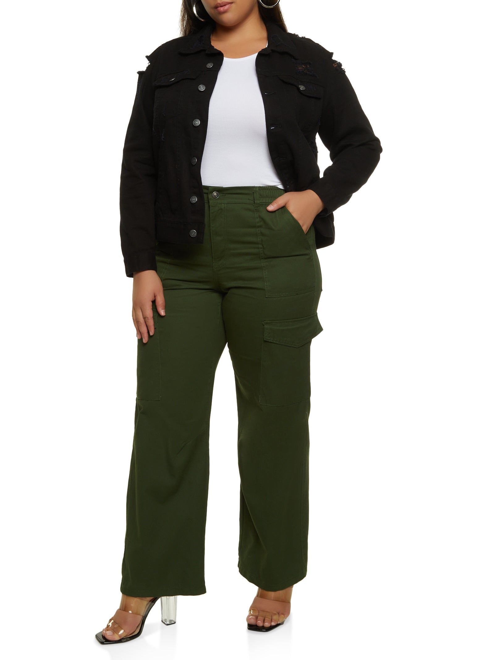 Plus Size Almost Famous Distressed Jean Jacket sold by Rainbow product image thumbnail 2