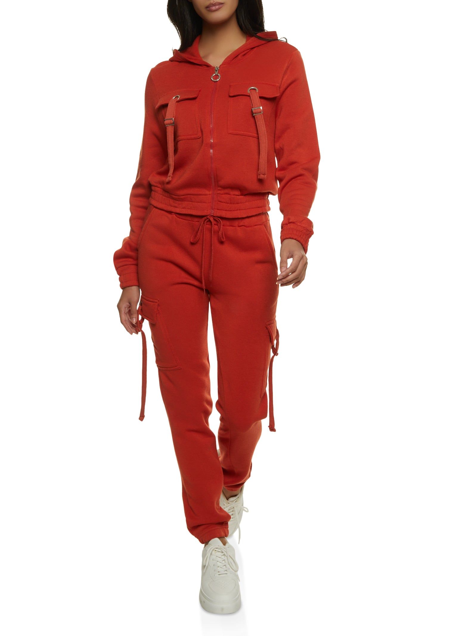 Fleece Full Zip Cropped Cargo Hoodie sold by Rainbow product image thumbnail 2