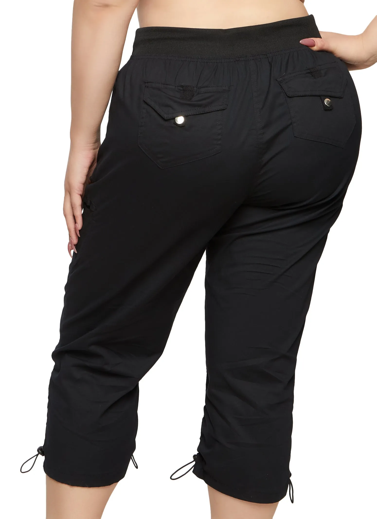Plus Size Poplin Toggle Drawstring Hem Capris sold by Rainbow product image thumbnail 2