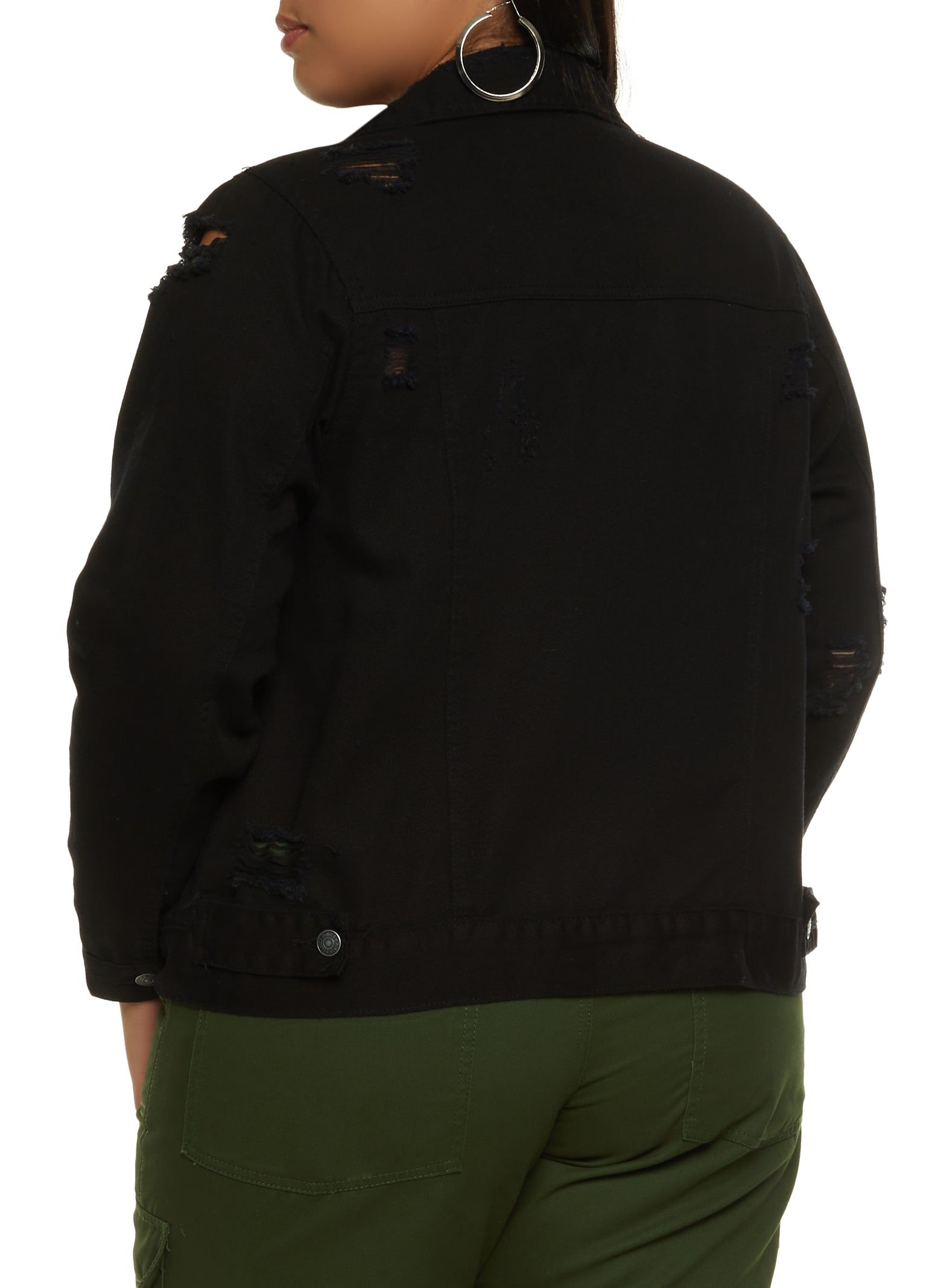 Plus Size Almost Famous Distressed Jean Jacket sold by Rainbow product image thumbnail 3