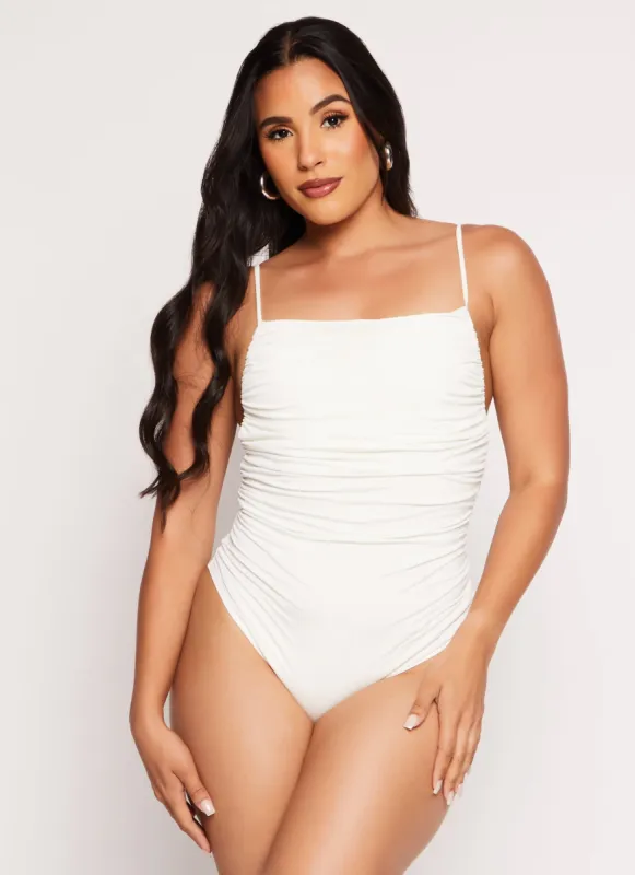 Square Neck Low Back Cami Bodysuit sold by Rainbow