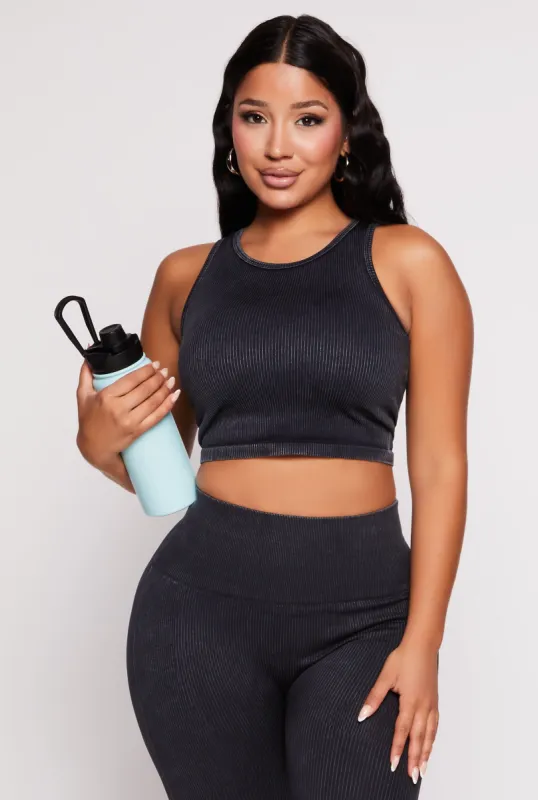 Daisy Acid Wash Ribbed Crew Neck Tank Top sold by Rainbow