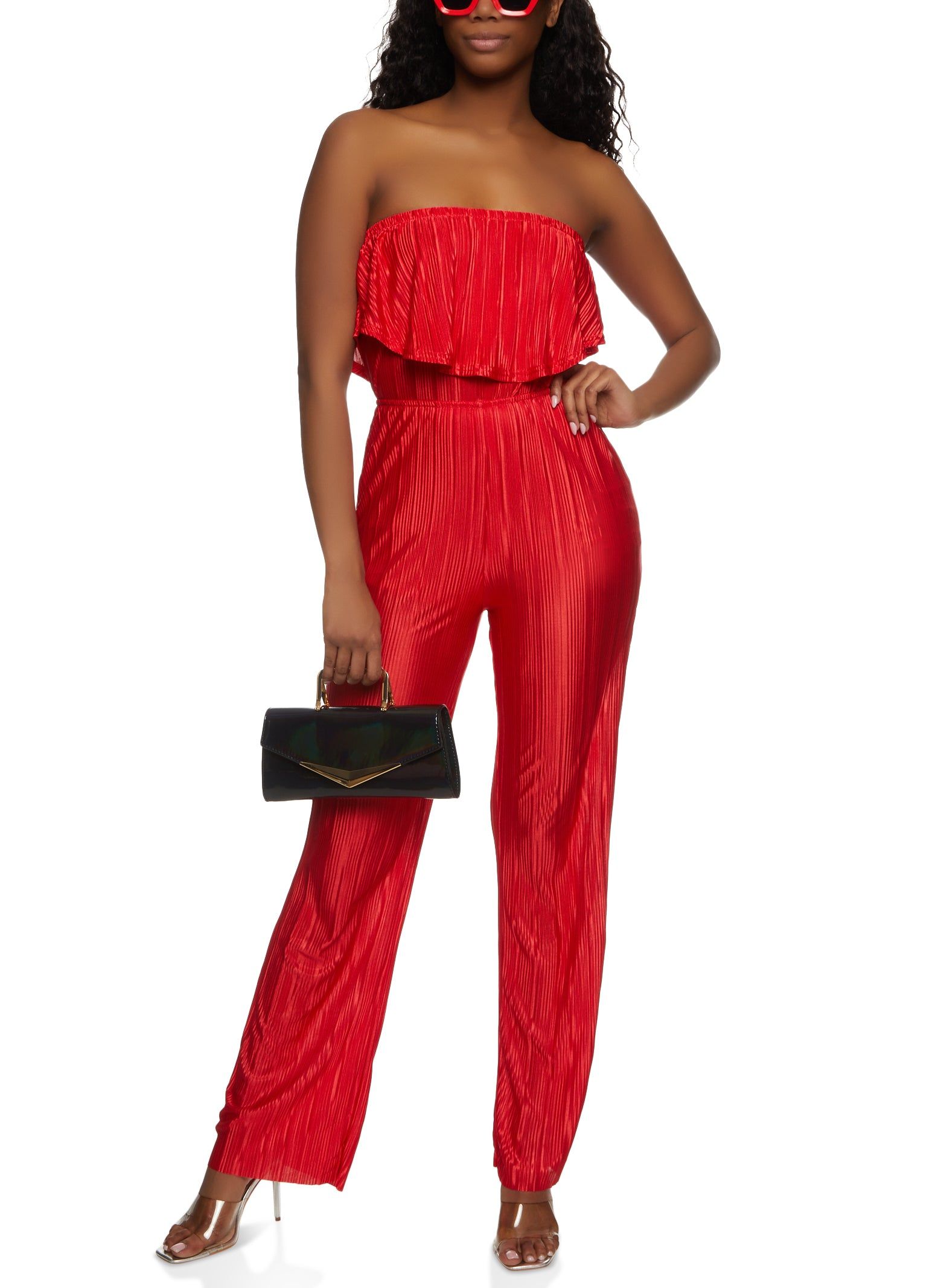 Plisse Strapless Jumpsuit sold by Rainbow