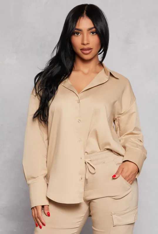 Button Front Long Sleeve Tunic Shirt sold by Rainbow