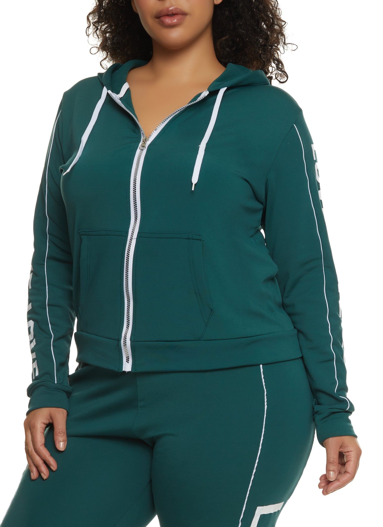 Plus Size Love Side Graphic Zip Front Hoodie sold by Rainbow