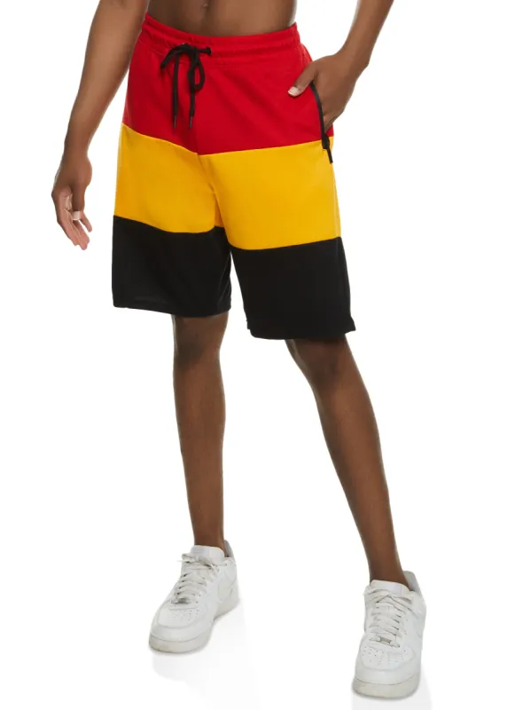 Mens Color Block Tech Fleece Shorts sold by Rainbow