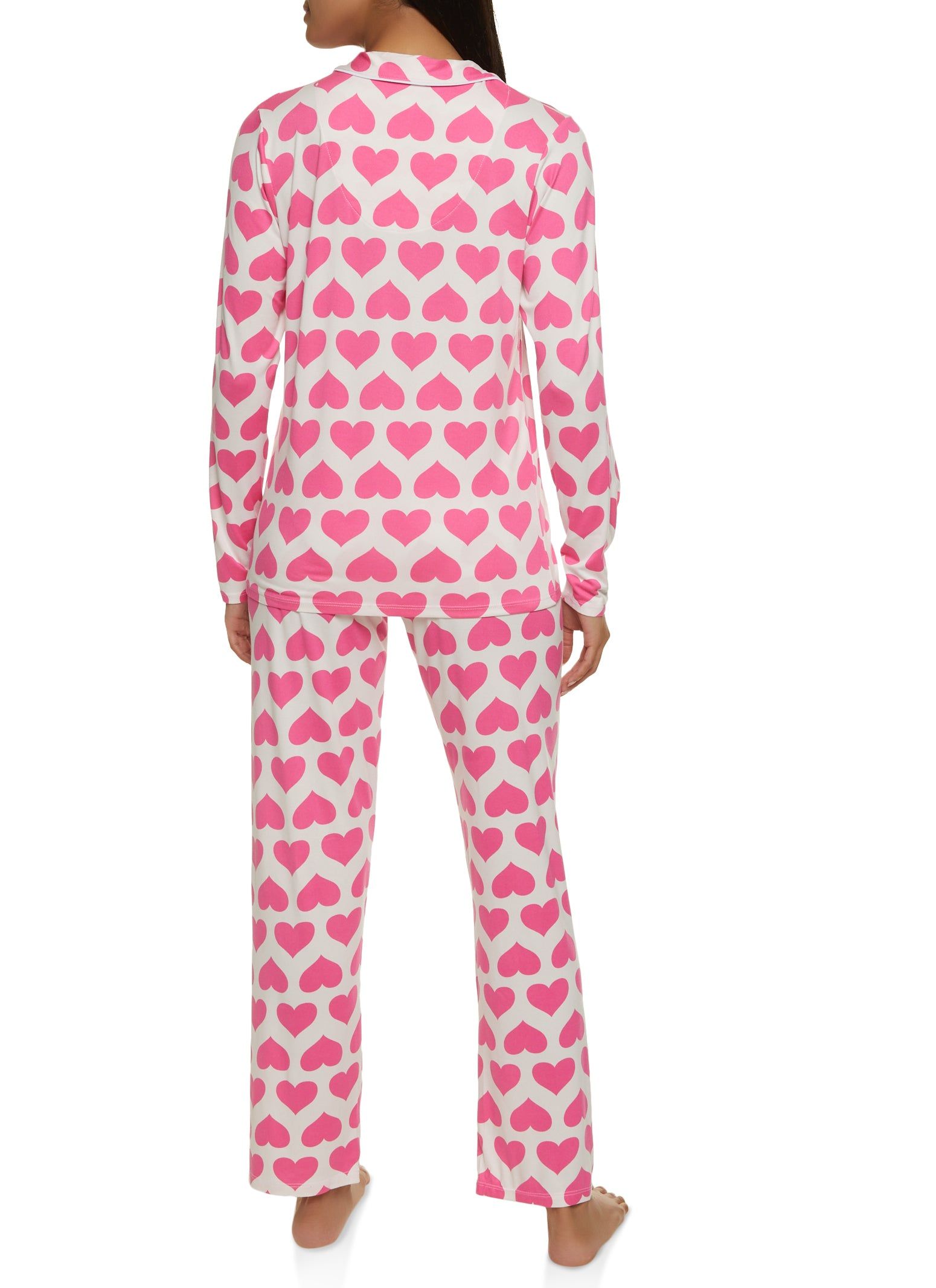 Heart Print Notch Collar Pajama Top and Pants sold by Rainbow product image thumbnail 2