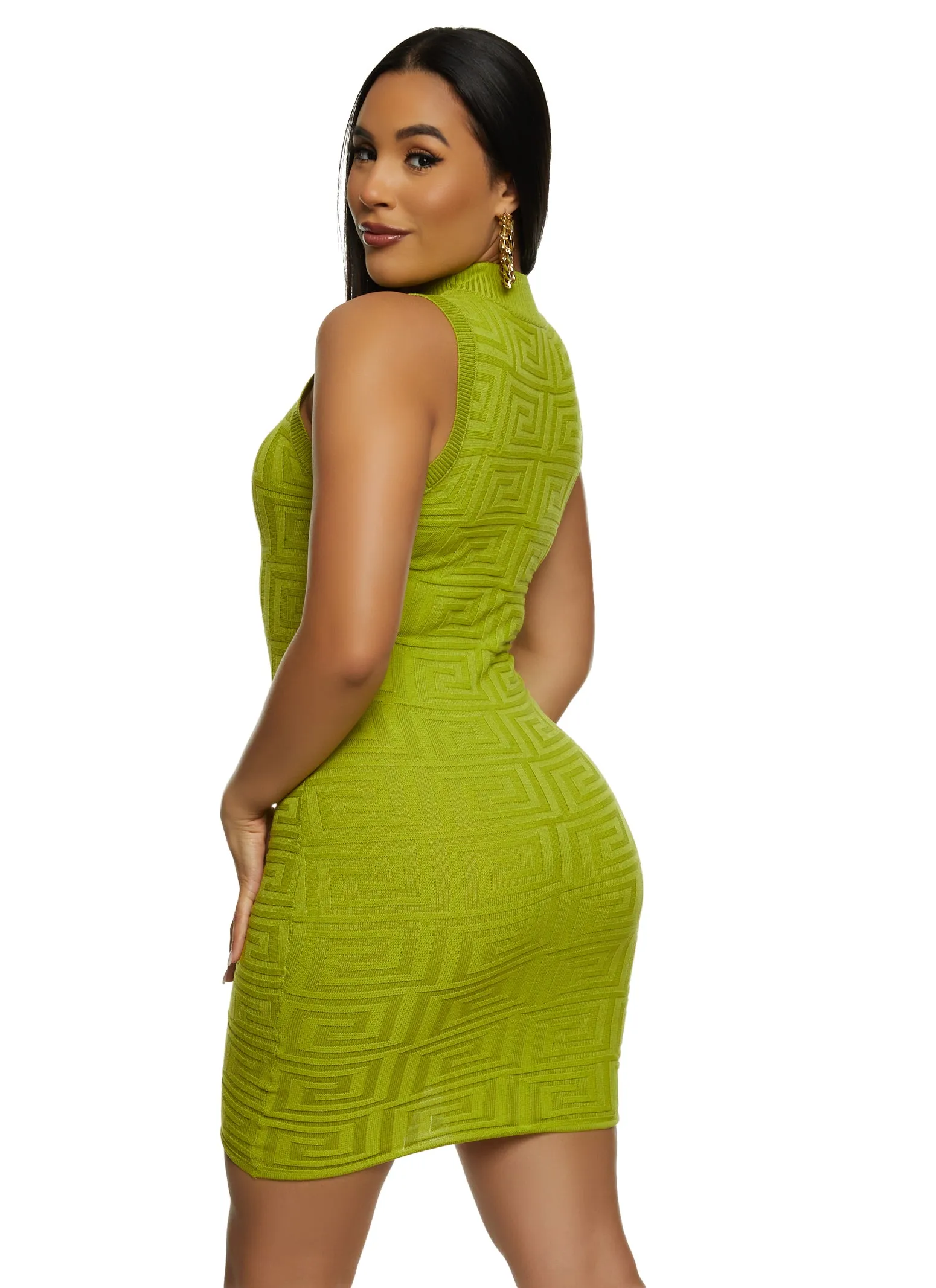 Greek Key Textured Knit Mini Dress sold by Rainbow