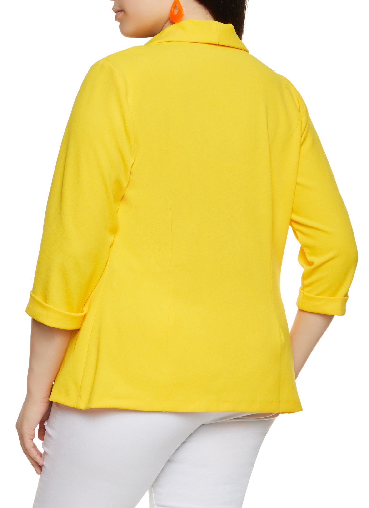 Plus Size Rolled Sleeve Crepe Knit Blazer sold by Rainbow product image thumbnail 2