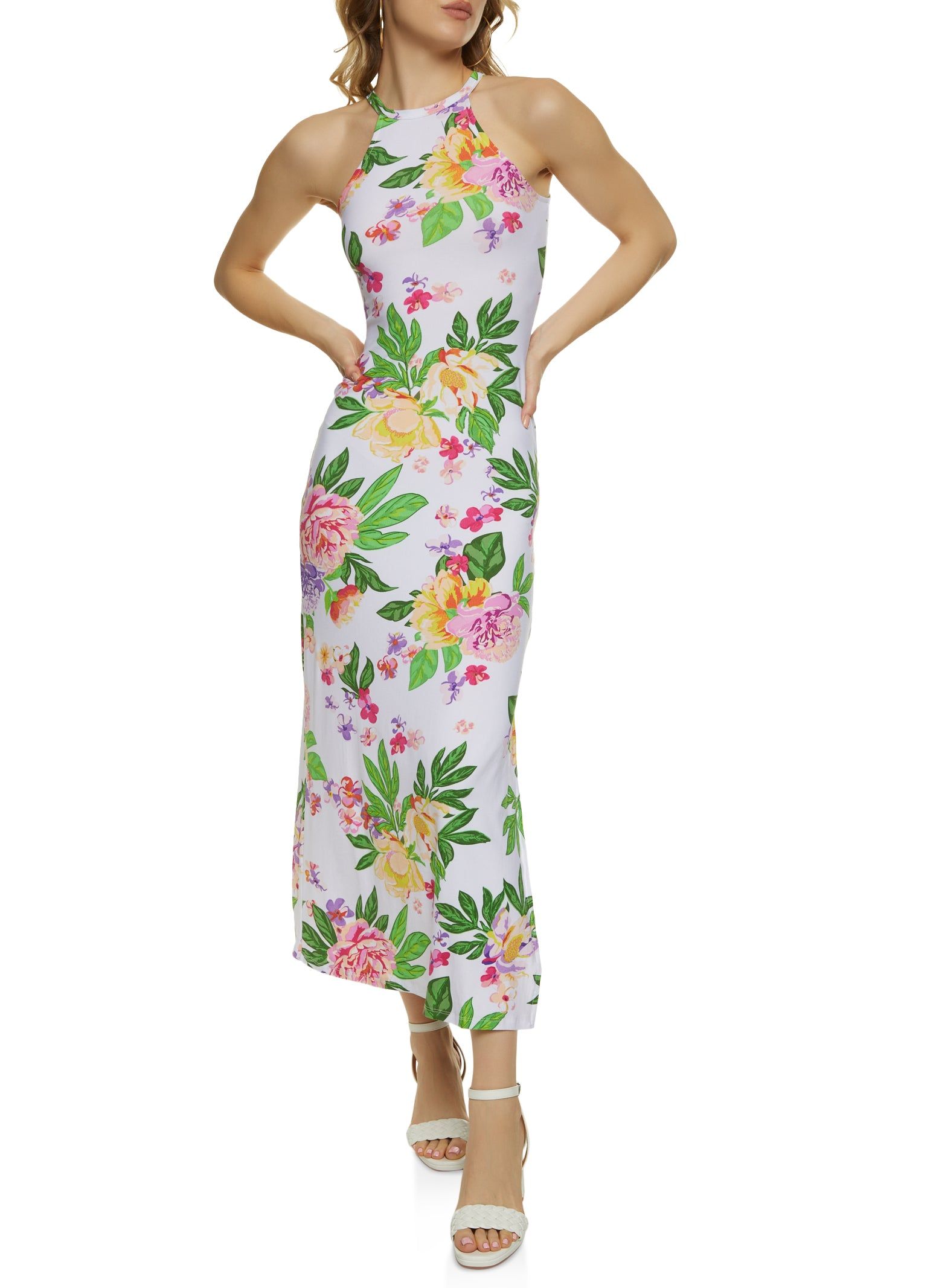 Floral Print High Neck Maxi Dress sold by Rainbow product image thumbnail 2