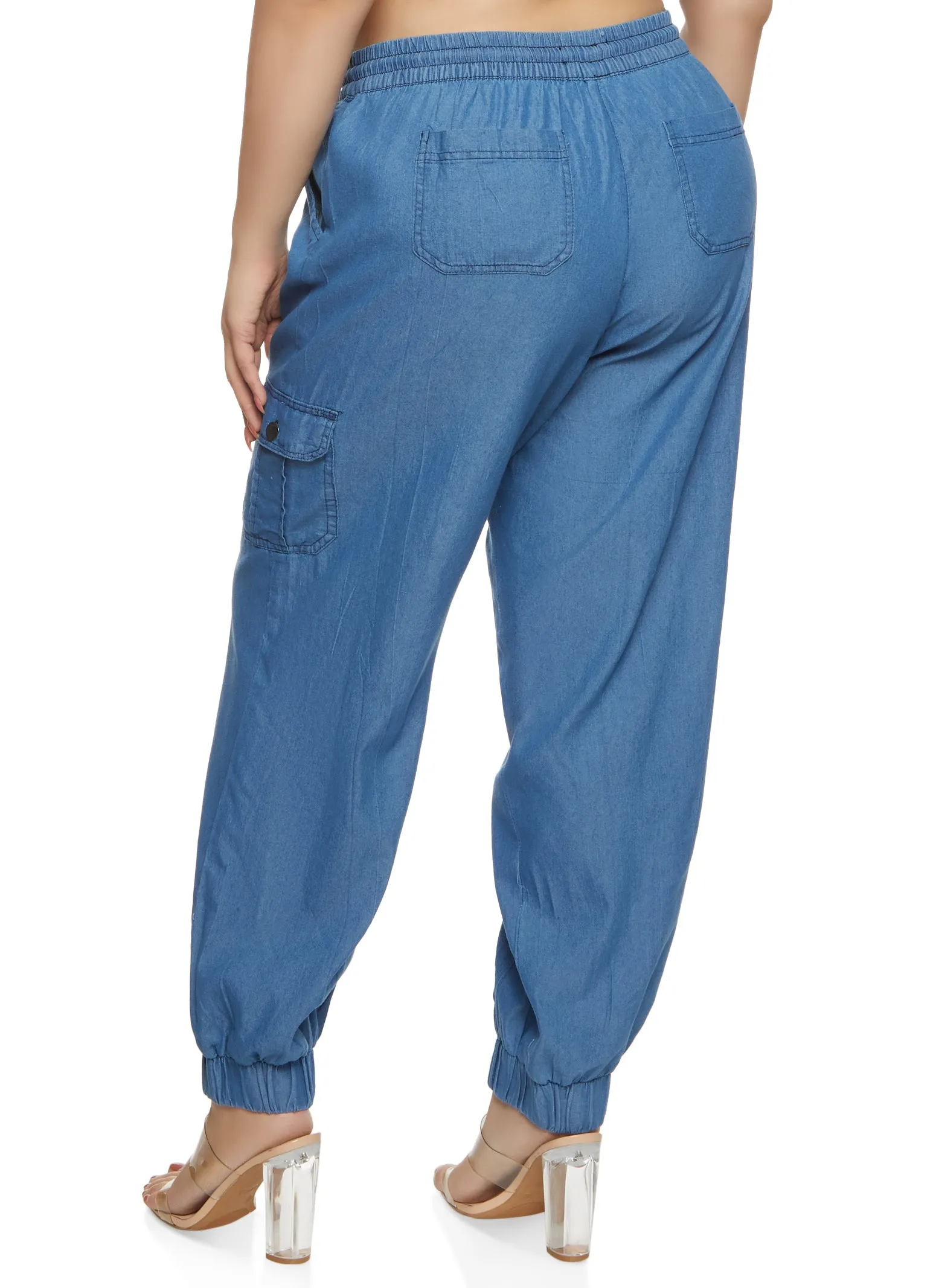 Plus Size Denim Drawstring Cargo Joggers sold by Rainbow product image thumbnail 2