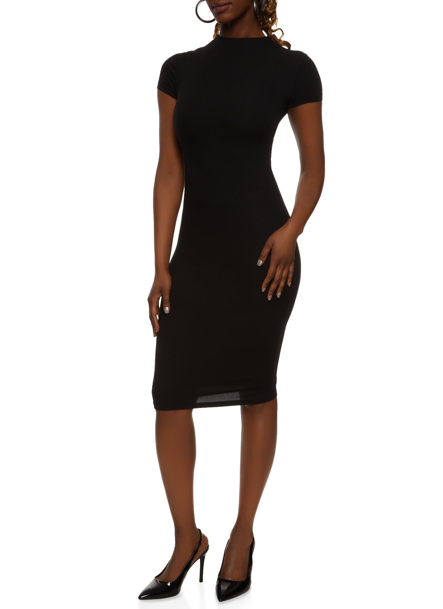 Ribbed Knit Lined Midi T Shirt Dress sold by Rainbow product image thumbnail 2