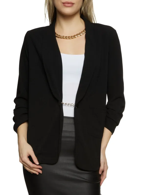 Ruched Sleeve Chain Detail Blazer sold by Rainbow