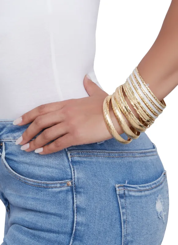 Assorted Glitter Metallic Bangles Set of 14 sold by Rainbow