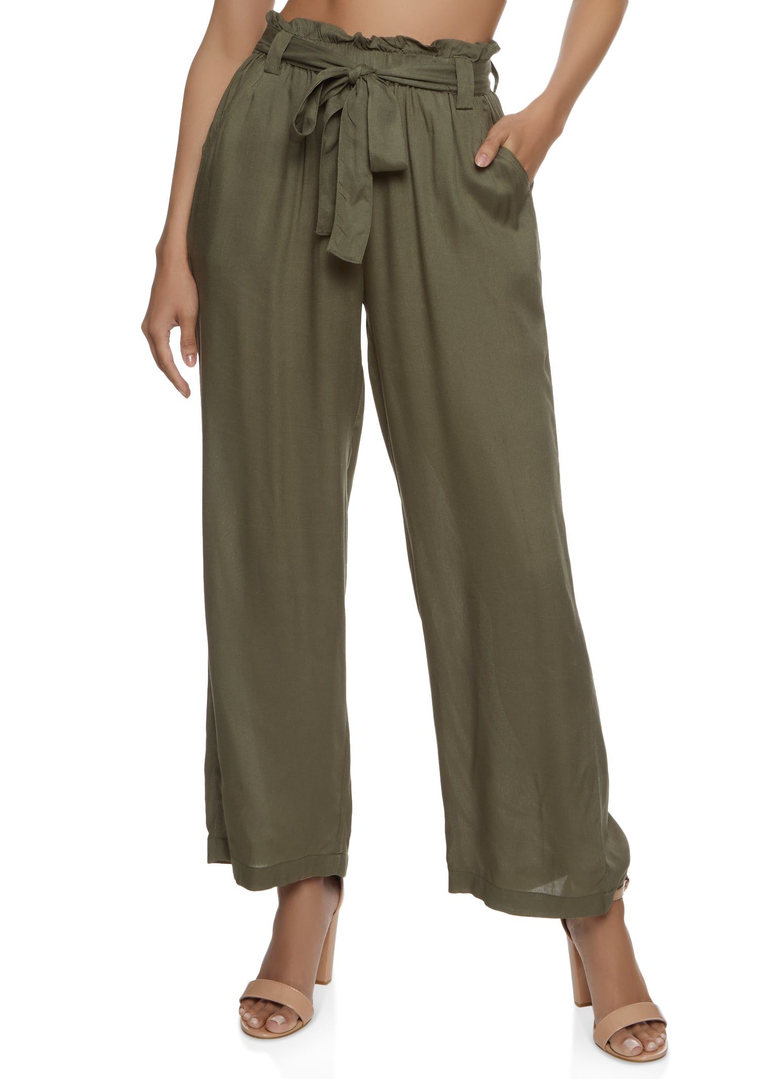 Paper Bag Waist Wide Leg Pants sold by Rainbow