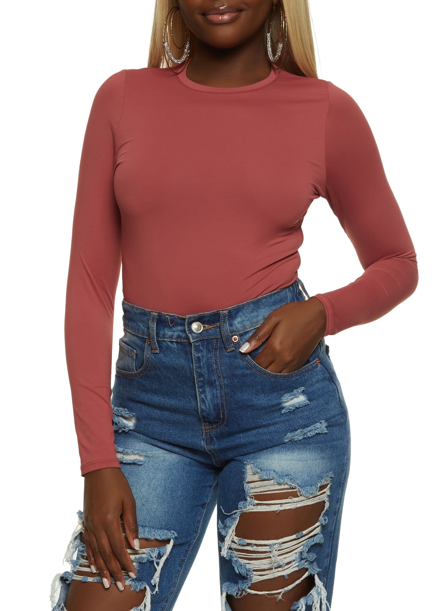 Crew Neck Long Sleeve Bodysuit sold by Rainbow product image thumbnail 2