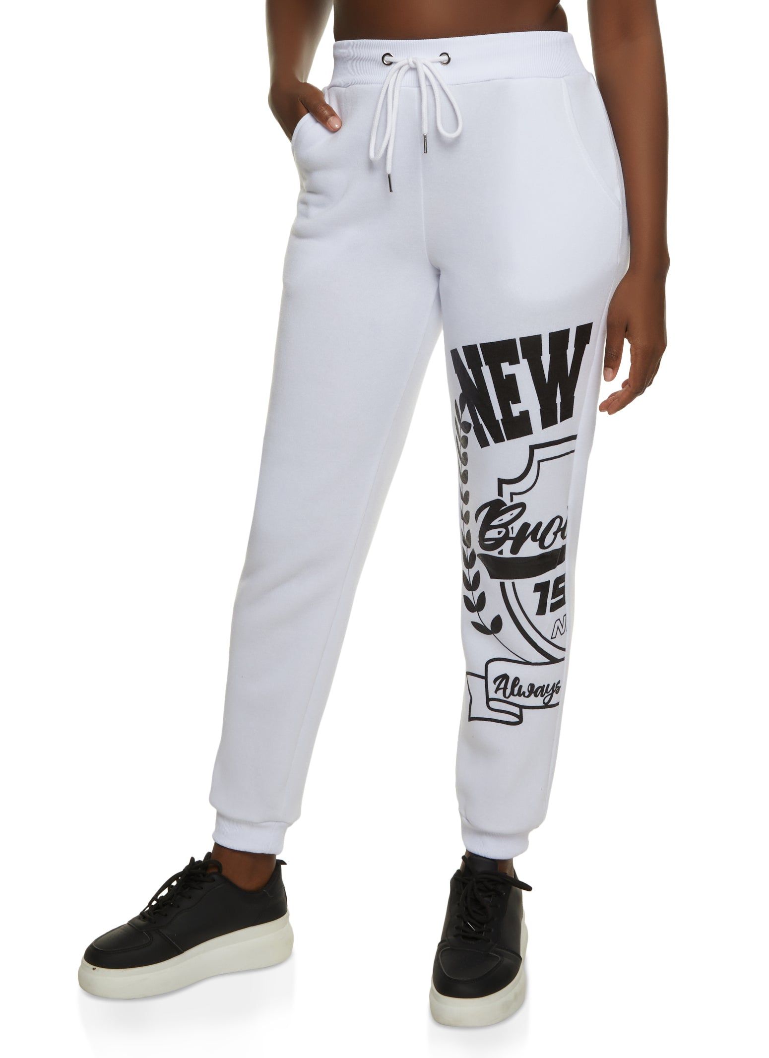 New York Side Graphic Drawstring Joggers sold by Rainbow
