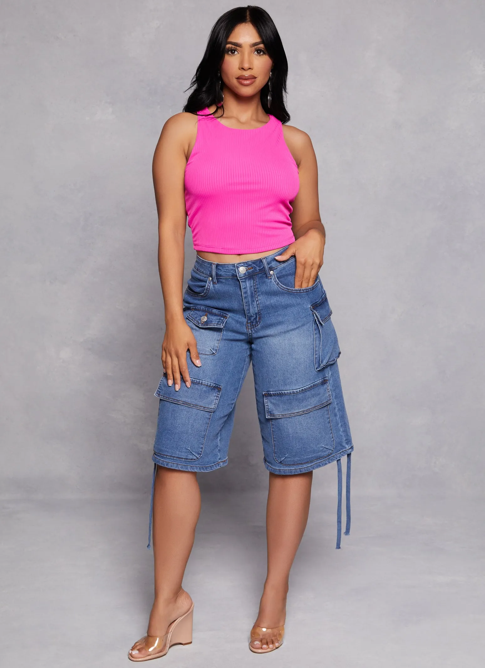 Iris Ribbed Knit Cropped Tank Top sold by Rainbow product image thumbnail 2