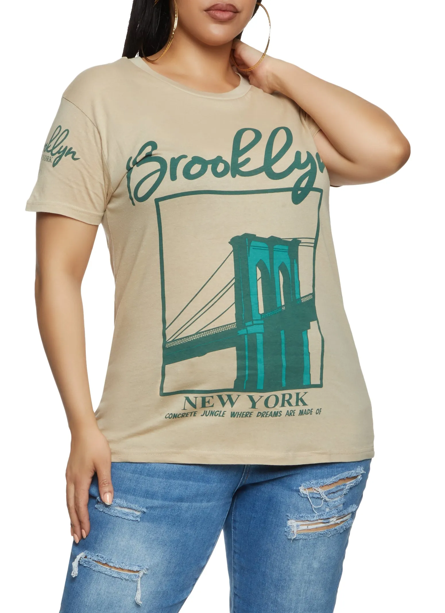 Plus Size Brooklyn New York Crew Neck T Shirt sold by Rainbow