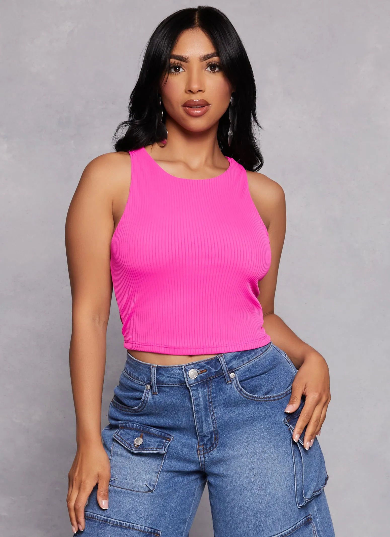 Iris Ribbed Knit Cropped Tank Top sold by Rainbow