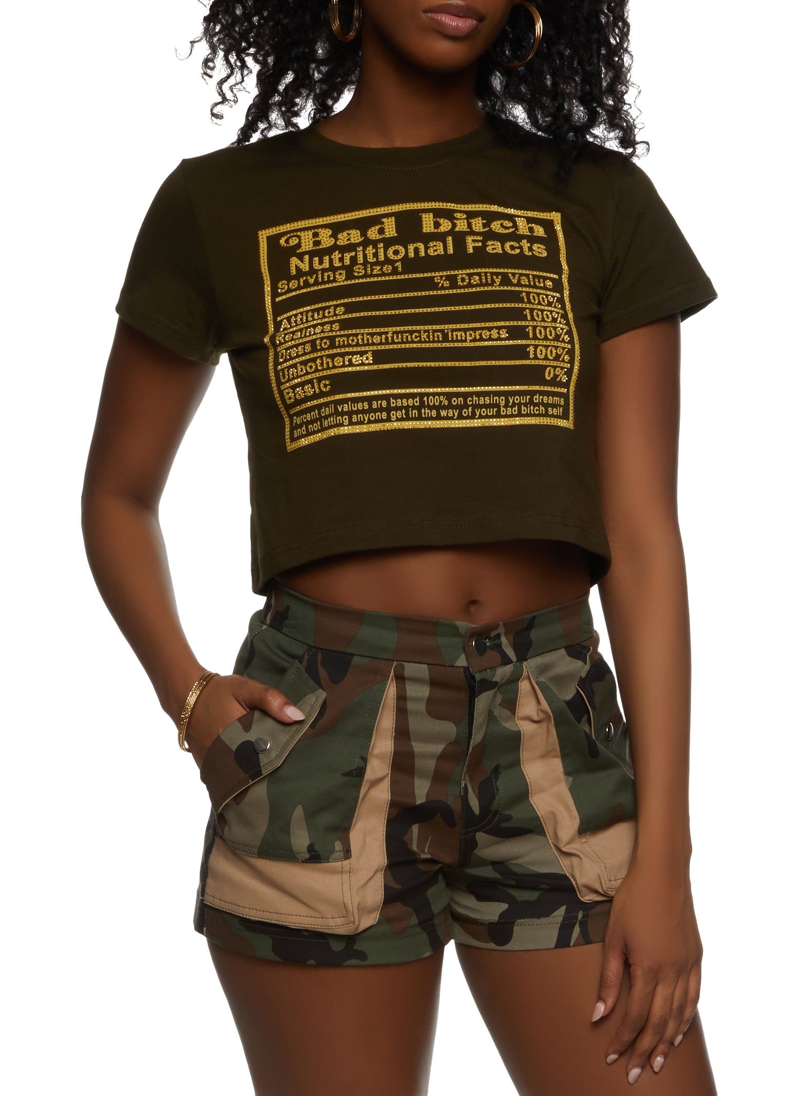 Nutritional Facts Rhinestone Graphic Tee sold by Rainbow