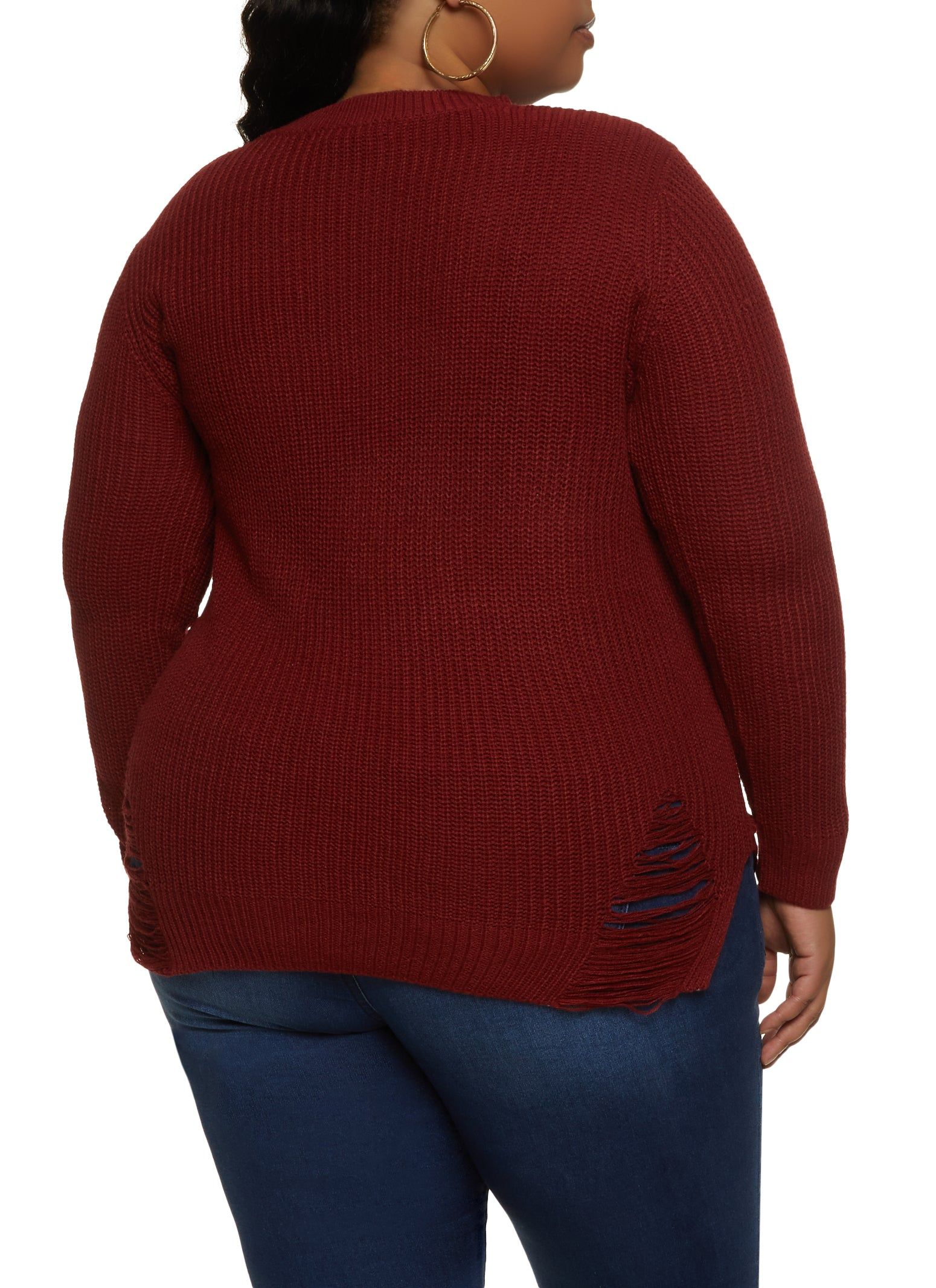 Plus Size Distressed Detail Pullover Sweater sold by Rainbow product image thumbnail 2