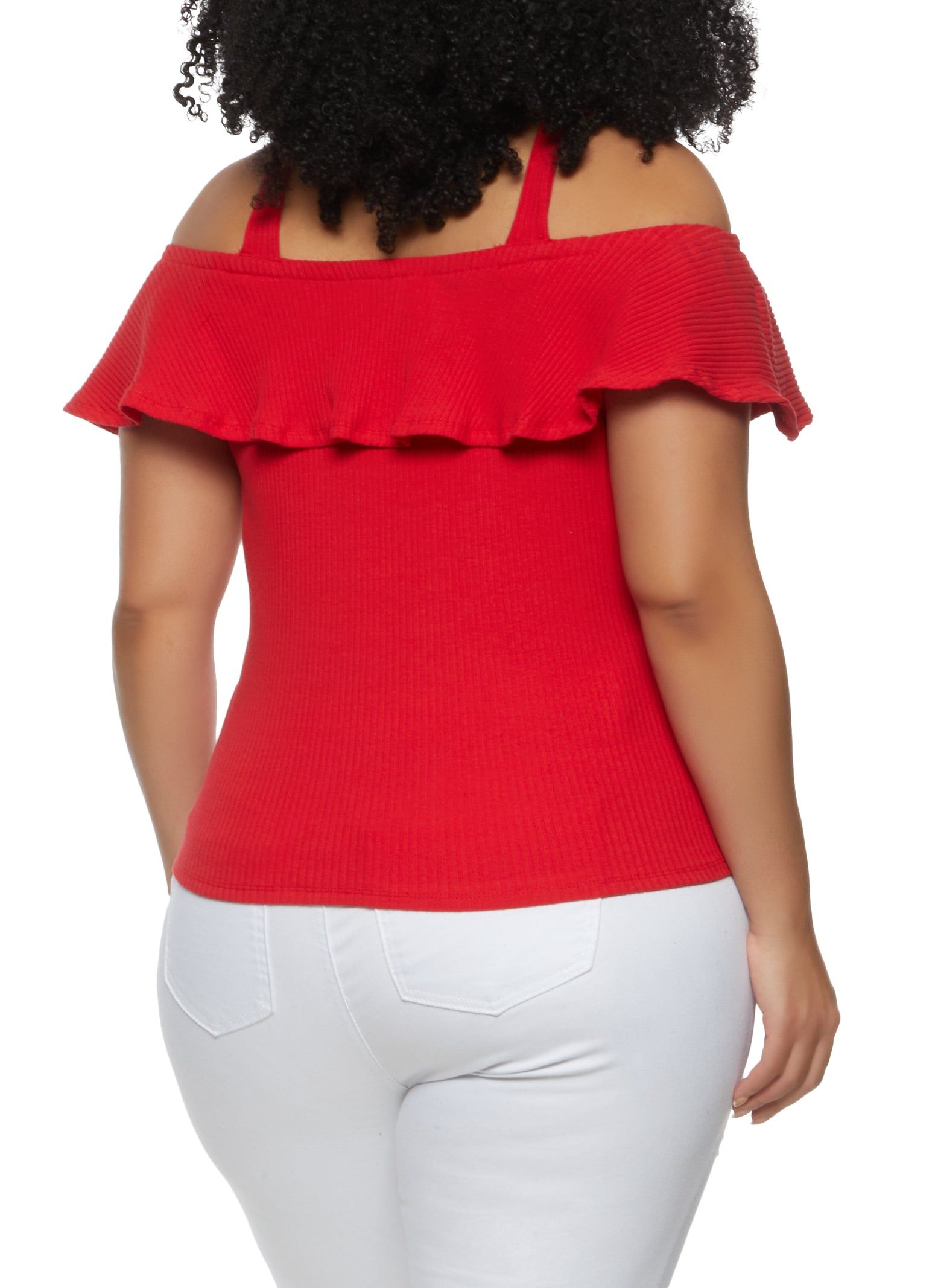 Plus Size Rib Knit Cold Shoulder Top sold by Rainbow product image thumbnail 2